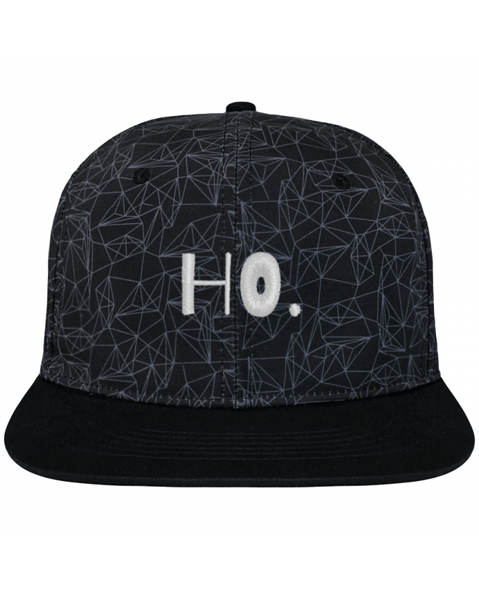 Snapback Cap geometric Crown pattern Ho. brodé avec toile imprimée et visière noire