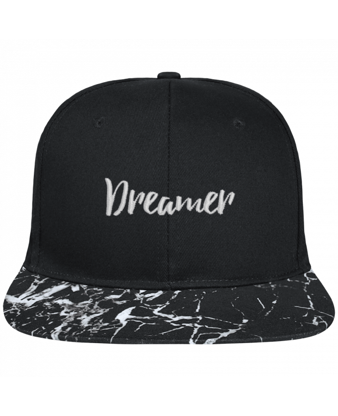 Snapback Cap visor black mineral pattern Dreamer brodé avec toile noire 100% coton et visière imprimée motif 