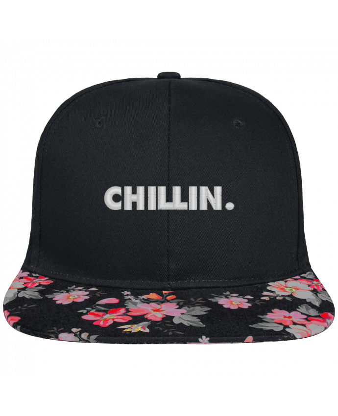 Snapback Cap visor black floral Crown pattern Chillin. brodé et visière à motifs 100% polyester et toile coton