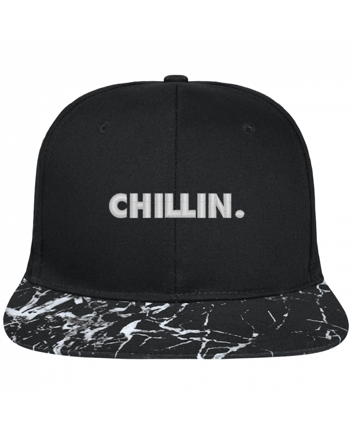 Snapback Cap visor black mineral pattern Chillin. brodé avec toile noire 100% coton et visière imprimée motif
