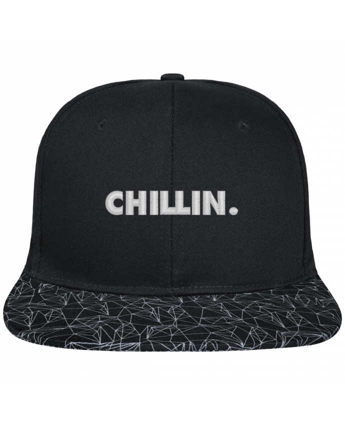 Snapback Cap visor black geometric pattern Chillin. brodé avec toile noire 100% coton et visière imprimée 10