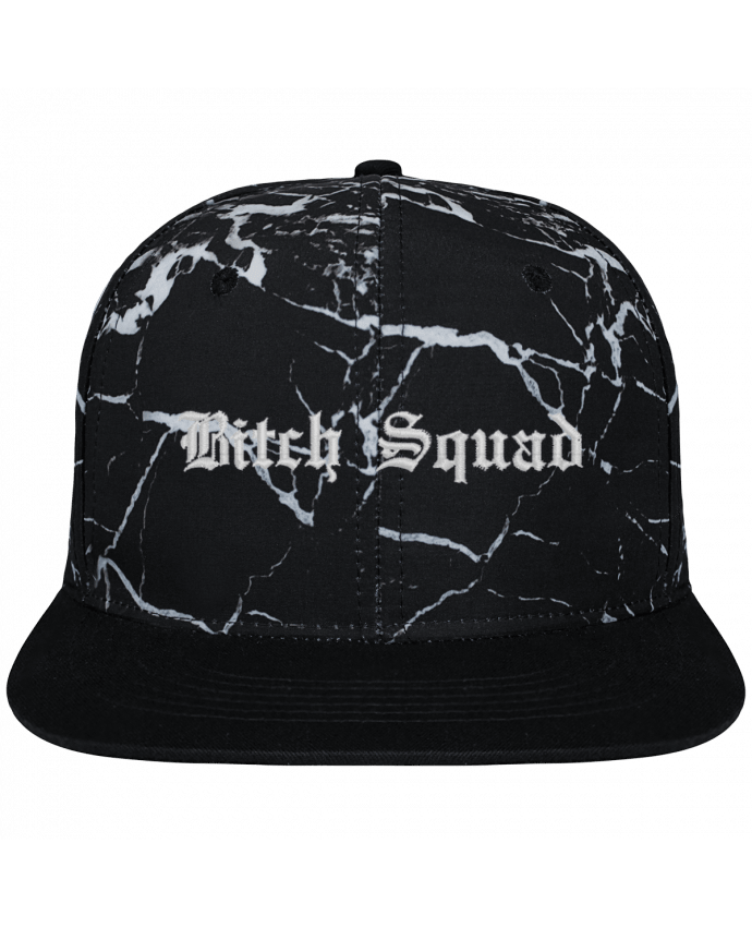 Snapback Cap black mineral Crown pattern Bitch Squad brodé et toile imprimée motif minéral noir et blanc