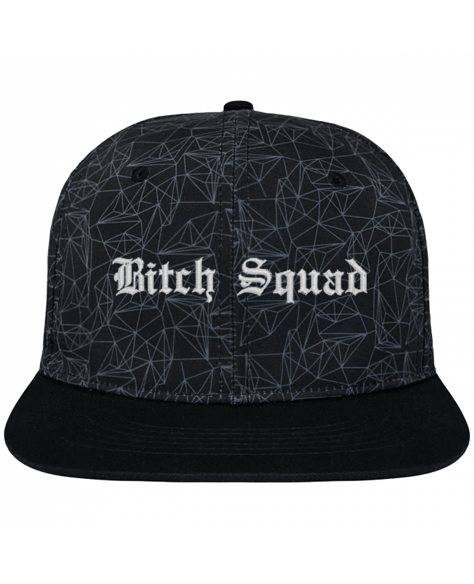 Snapback Cap geometric Crown pattern Bitch Squad brodé avec toile imprimée et visière noire
