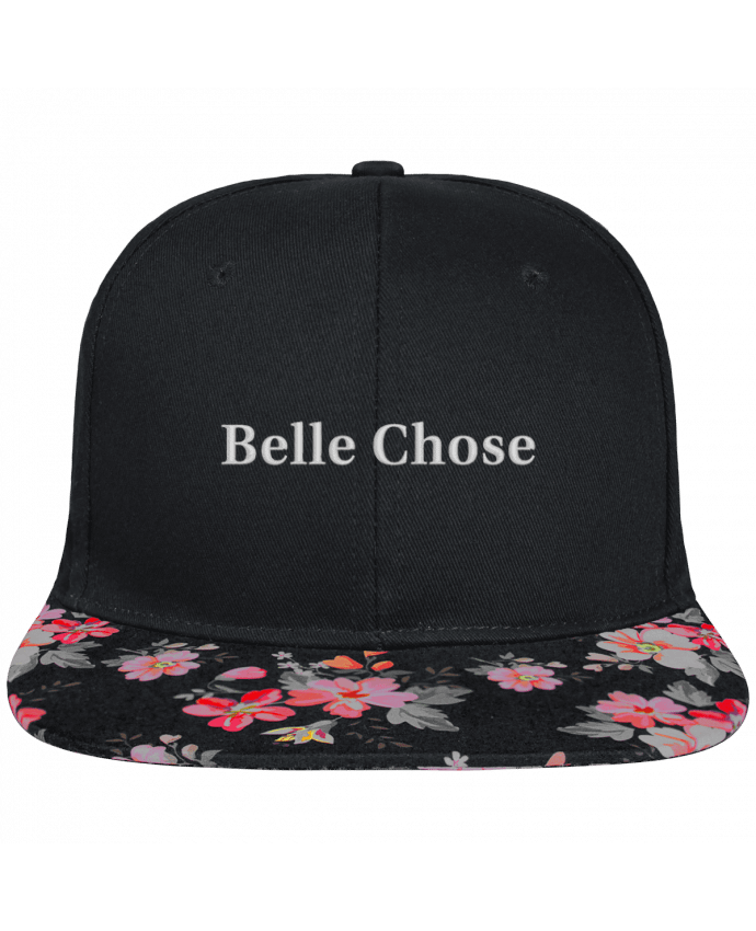 Snapback Cap visor black floral Crown pattern Belle Chose brodé et visière à motifs 100% polyester et toile coton