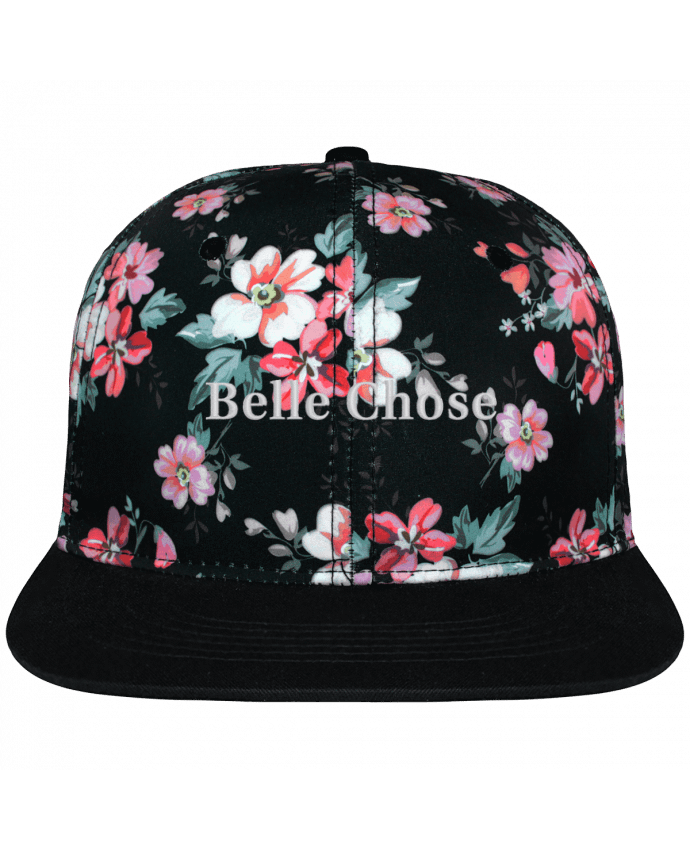 Snapback Cap Black Floral crown pattern Belle Chose brodé avec toile motif à fleurs 100% polyester et visièr