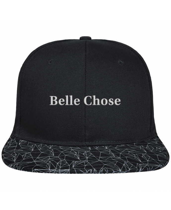 Snapback Cap visor black geometric pattern Belle Chose brodé avec toile noire 100% coton et visière imprimée