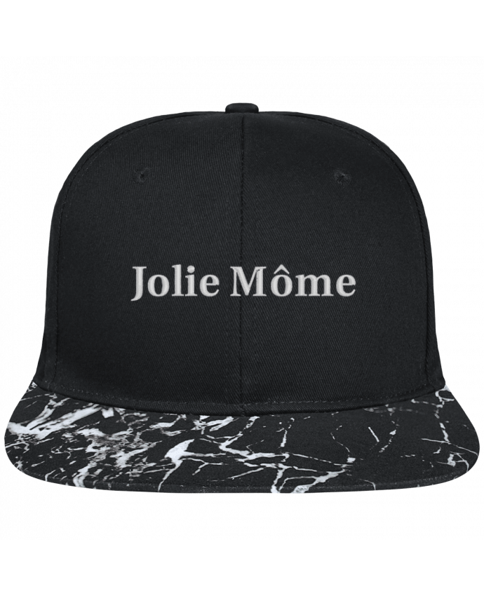 Snapback Cap visor black mineral pattern Jolie môme brodé avec toile noire 100% coton et visière imprimée mot