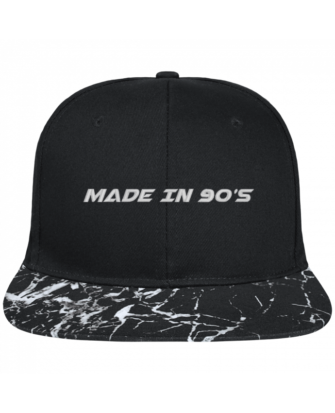 Snapback Cap visor black mineral pattern Made in 90s brodé avec toile noire 100% coton et visière imprimée mo