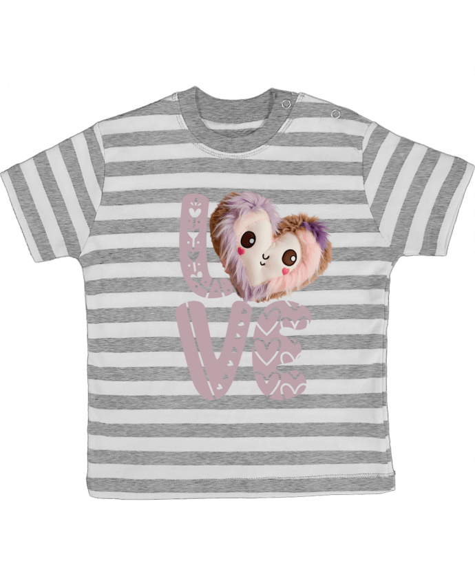 Tee-shirt bébé à rayures Love Cute Chibi Heart 02 par Vamamoi