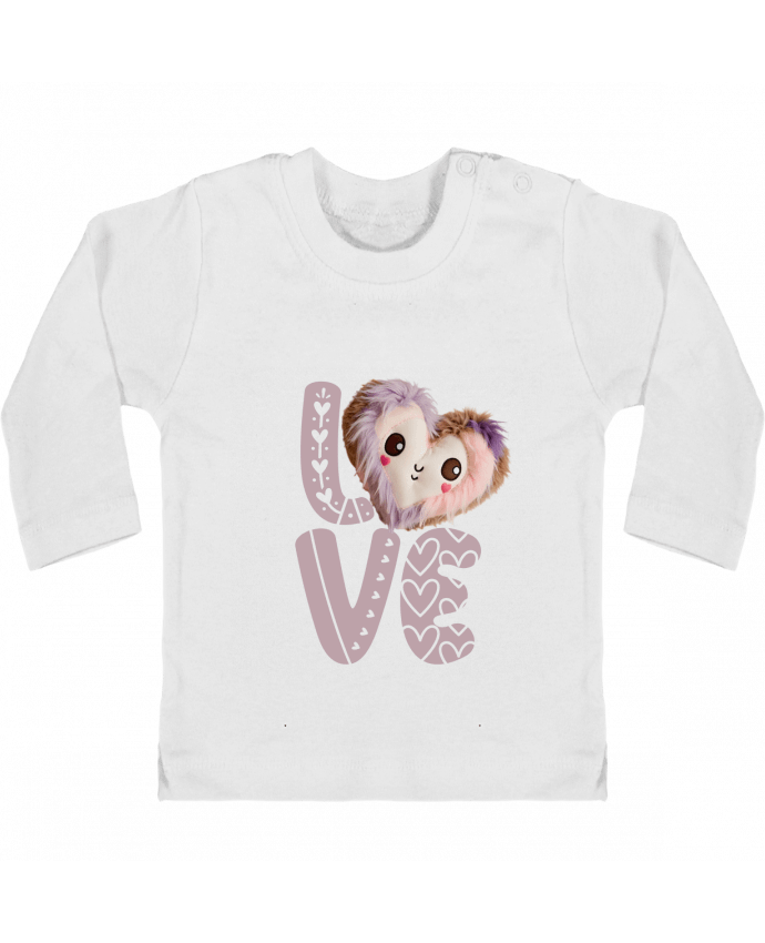 T-shirt bébé Love Cute Chibi Heart 02 manches longues du designer Vamamoi