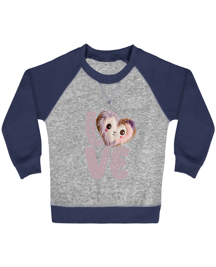 Sweat bébé manches contrastée Love Cute Chibi Heart 02 par Vamamoi