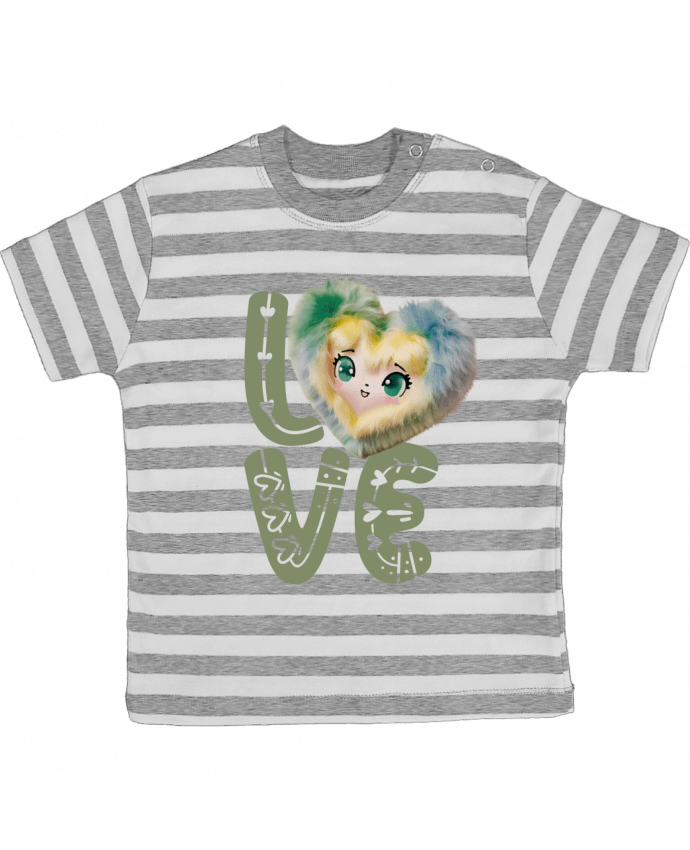 Tee-shirt bébé à rayures Love Cute Chibi Heart 03 par Vamamoi