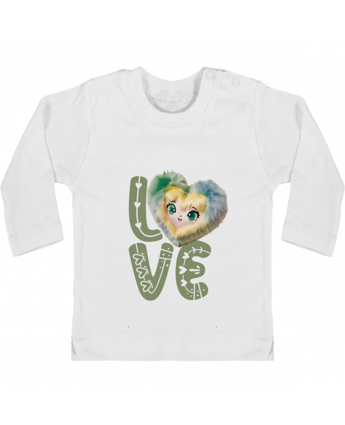 T-shirt bébé Love Cute Chibi Heart 03 manches longues du designer Vamamoi