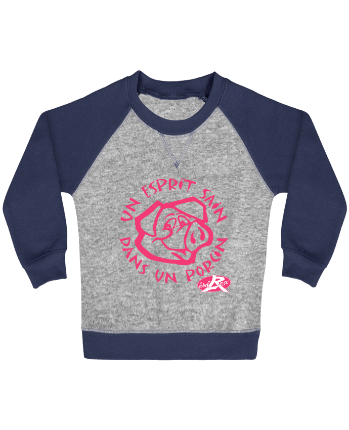 Sweat bébé manches contrastée un esprit sain dans un  porcin par labelRose