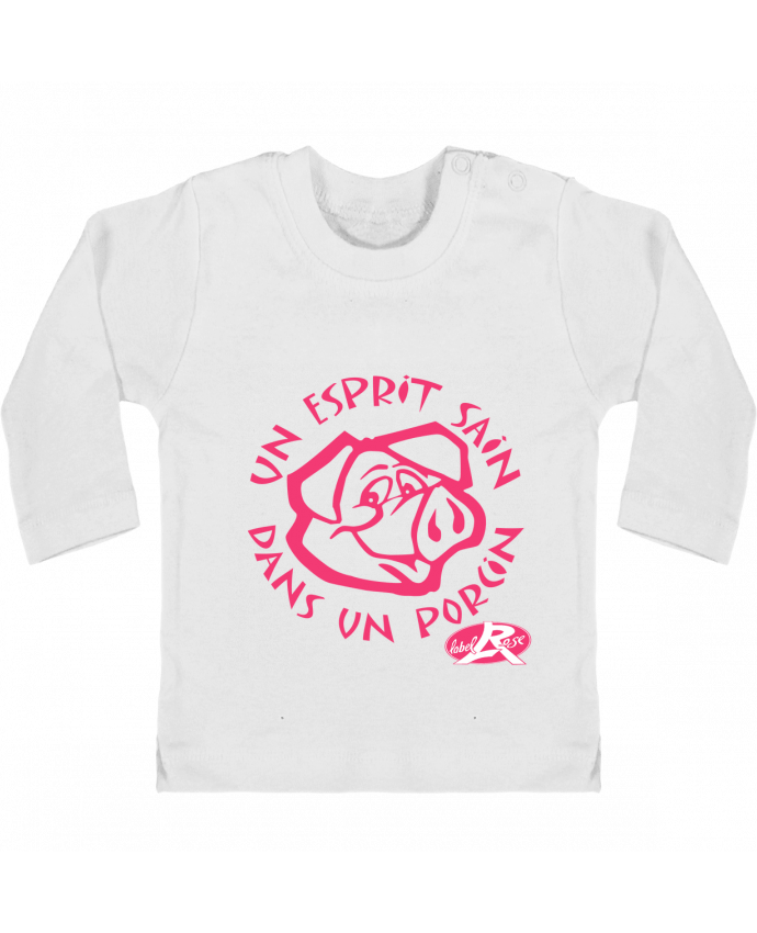 Camiseta Bebé Manga Larga con Botones  un esprit sain dans un  porcin manches longues du designer labelRose