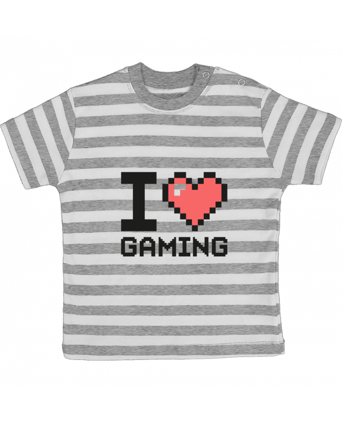 Tee-shirt bébé à rayures I LOVE GAMING par Mr moutön