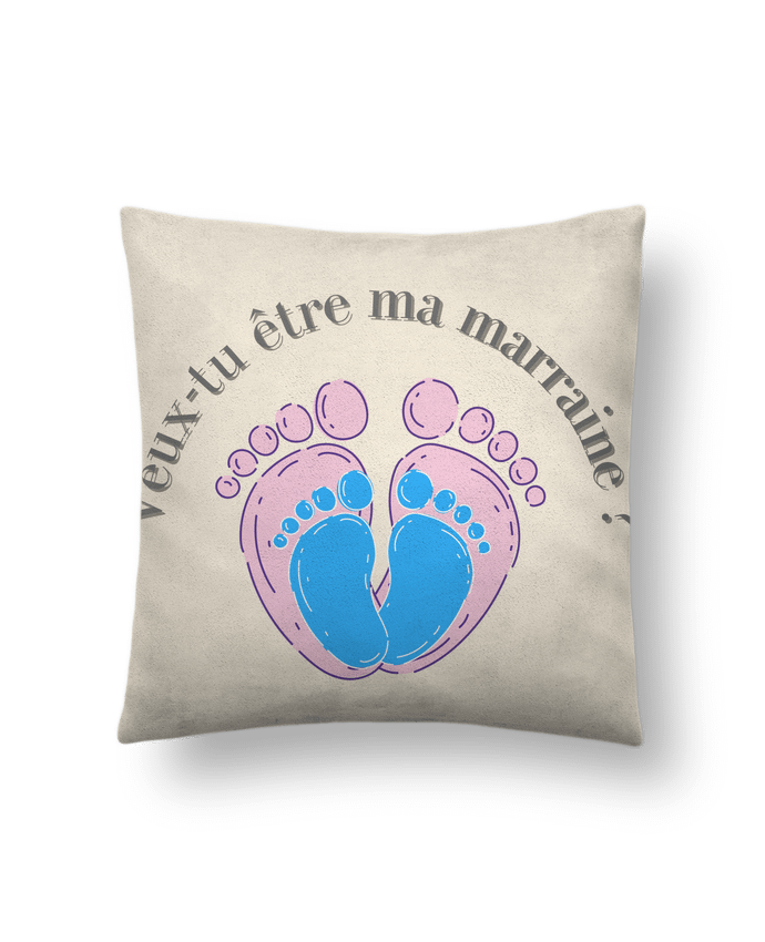 Coussin suédine Veux-tu être ma marraine ? par MJDesign