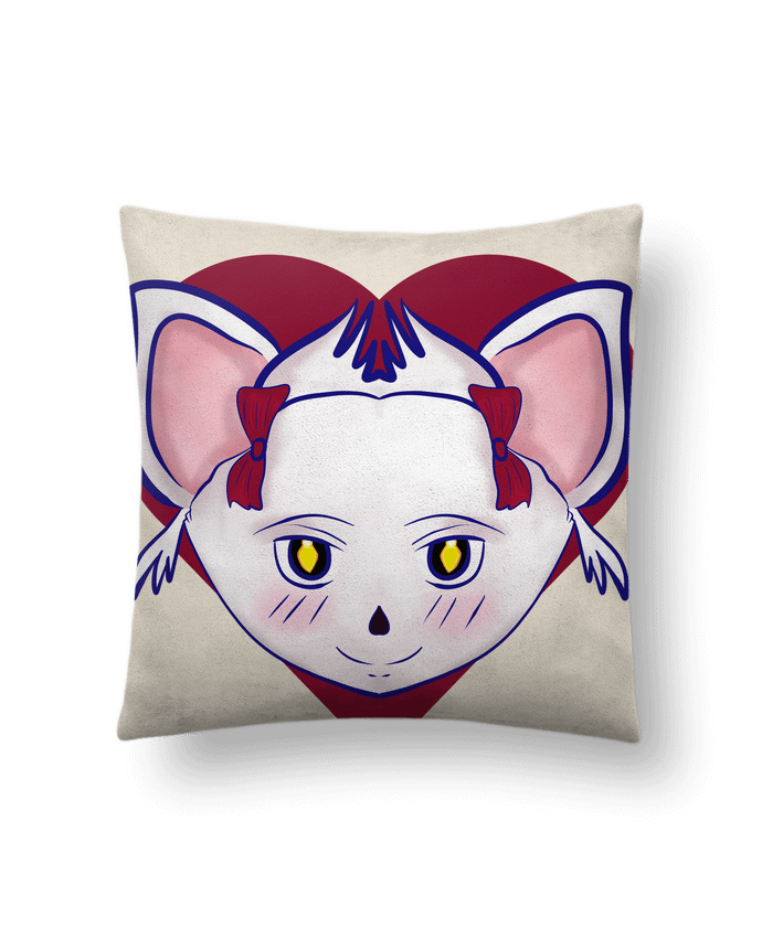 Coussin suédine Chat Kawai par pouss'd'étoiles