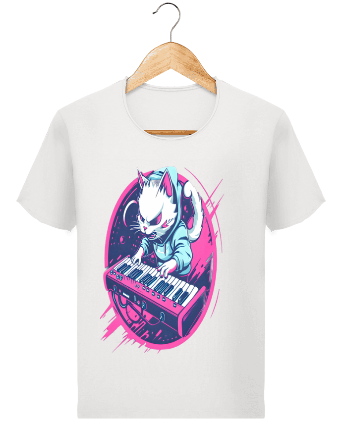  T-shirt Homme vintage SYNTH CAT ELECTRO-POP par PhilK