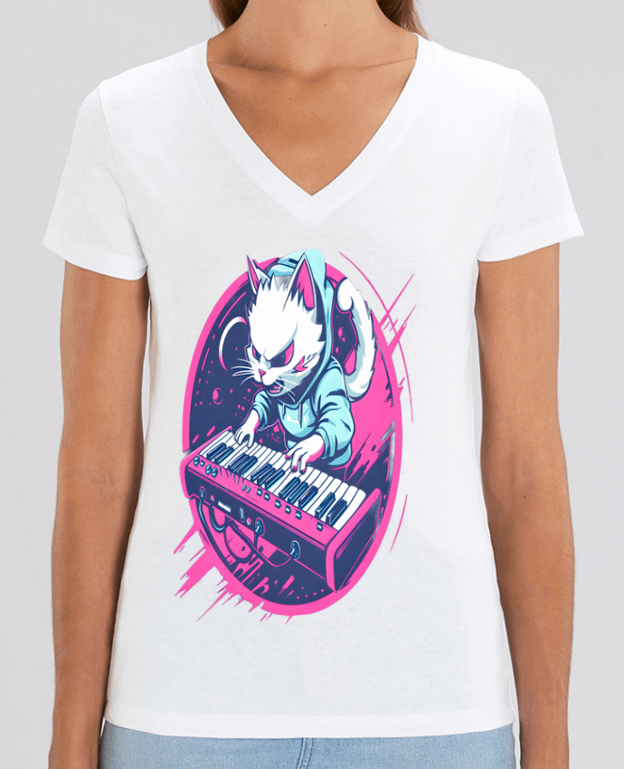 Tee-shirt femme SYNTH CAT ELECTRO-POP Par  PhilK