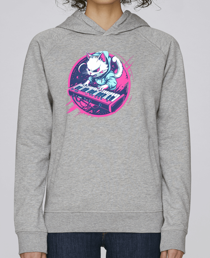 Sweat capuche femme SYNTH CAT ELECTRO-POP par PhilK