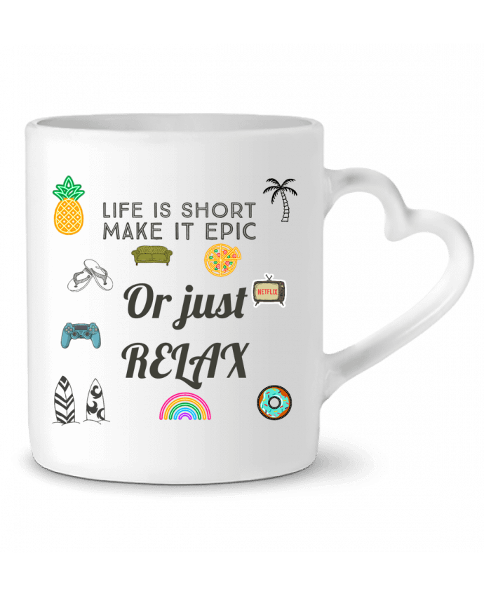 Mug coeur Life is Short par Eslava