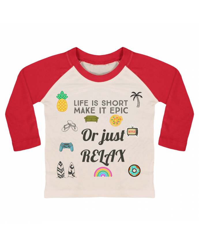 Tee-shirt Bébé Baseball ML Life is Short par Eslava