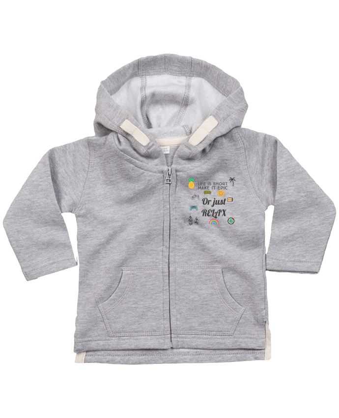 Sweat à capuche bébé zippé Life is Short par Eslava