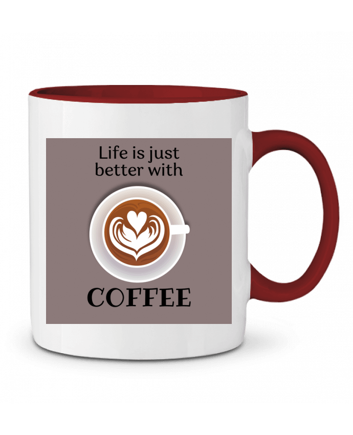 Mug bicolore Life IS juste better with coffee Tomreiden