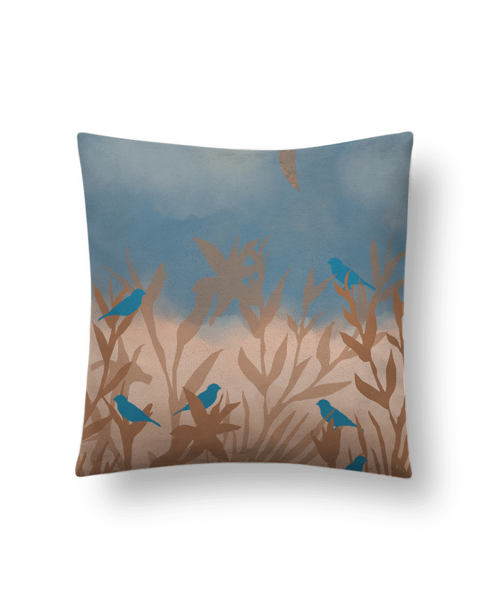 Coussin suédine les oiseaux bleus par Les Caprices de Filles