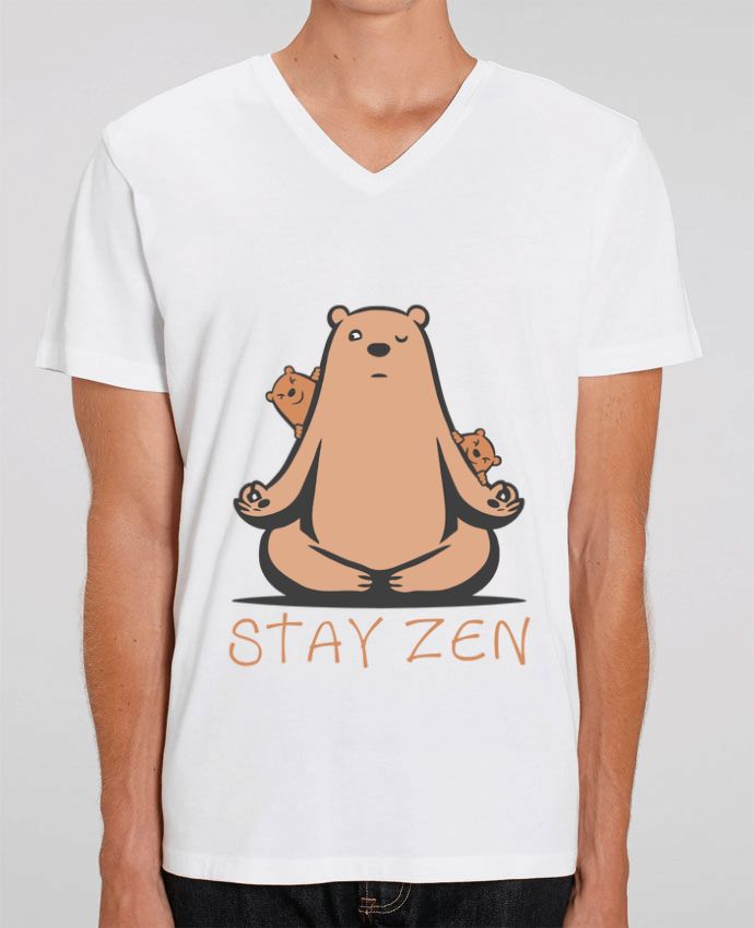 T-shirt homme ours yoga zen par Bertrand CutOriginalArt