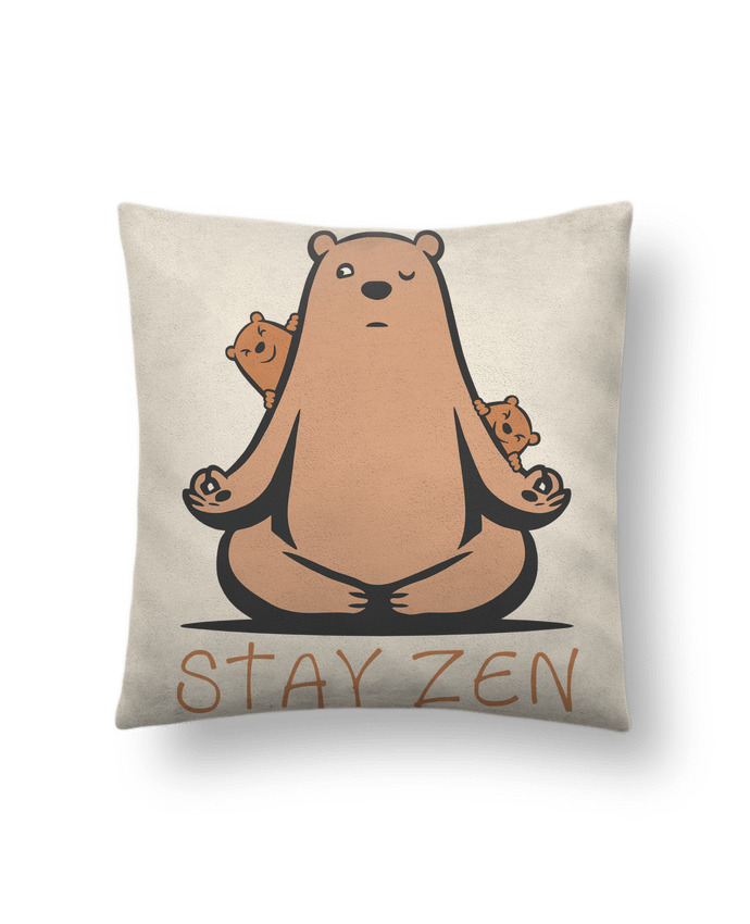 Coussin suédine ours yoga zen par Bertrand CutOriginalArt