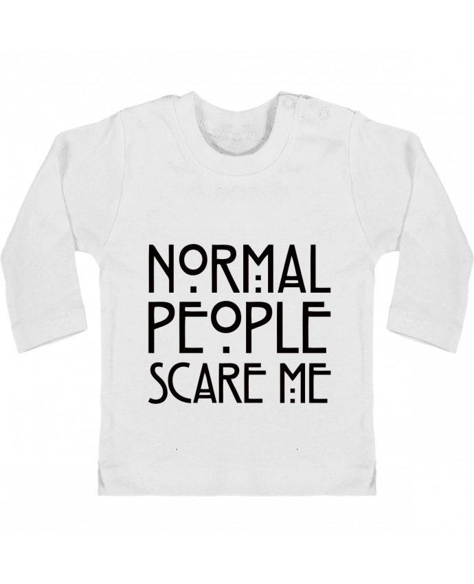 Baby T-shirt with press-studs long sleeve Normal People Scare Me manches longues du designer Freeyourshirt.com