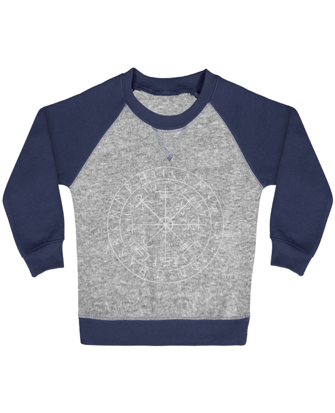 Sweat bébé manches contrastée Vegvisir symbole viking par KronoArt