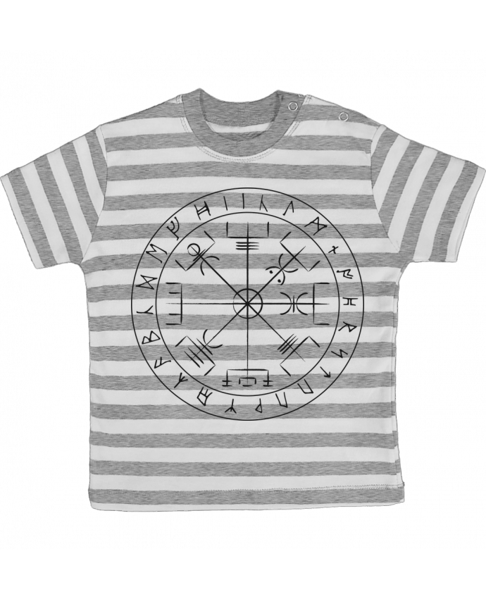 Tee-shirt bébé à rayures Vegvisir symbole viking par KronoArt