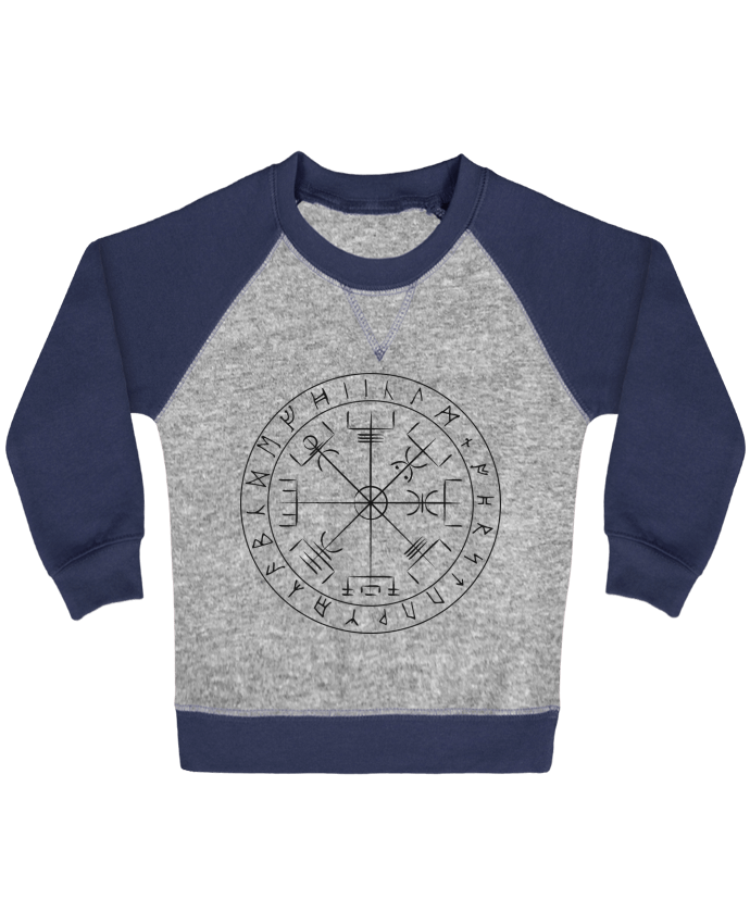 Sweat bébé manches contrastée Vegvisir symbole viking par KronoArt