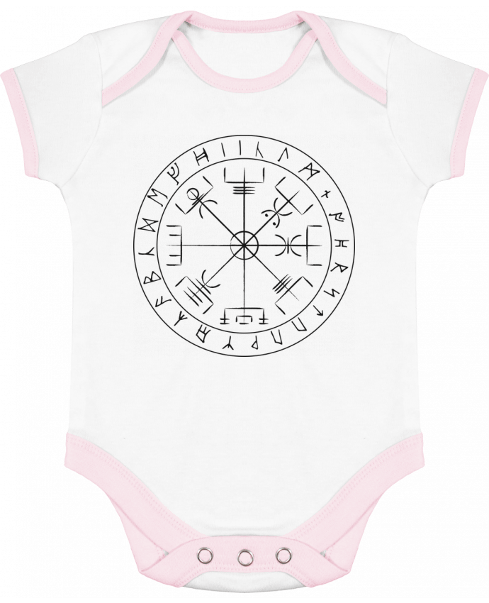 Body bébé manches contrastées Vegvisir symbole viking par KronoArt