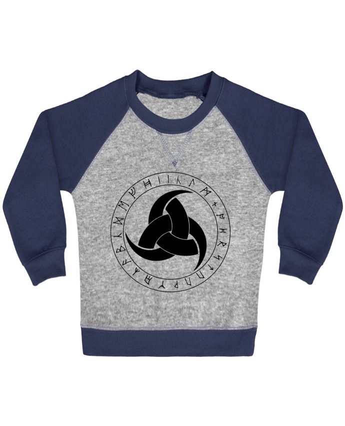 Sweat bébé manches contrastée Corne d'odin symbole viking par KronoArt