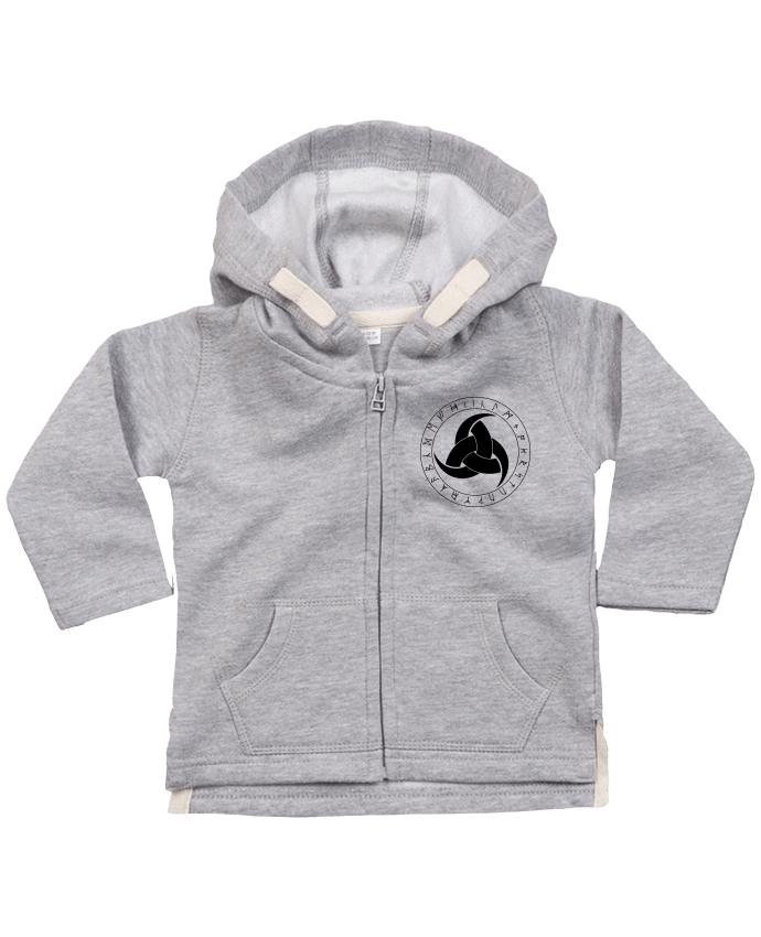 Sweat à capuche bébé zippé Corne d'odin symbole viking par KronoArt