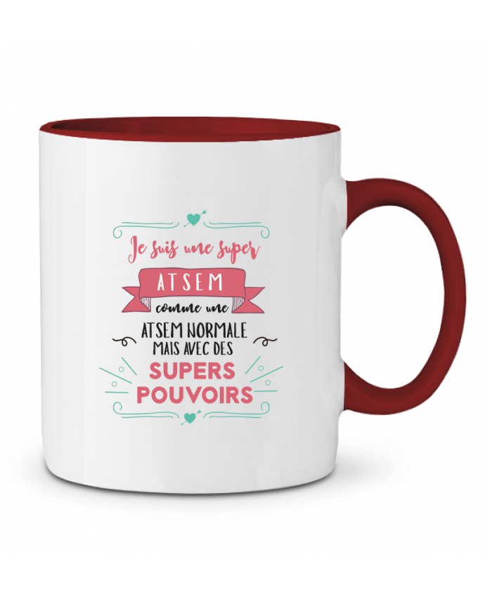 Mug bicolore Je suis une super ATSEM tunetoo