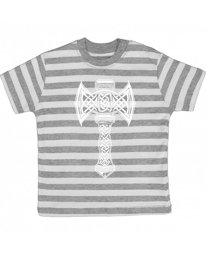 Tee-shirt bébé à rayures Mjöllnir symbole viking par KronoArt