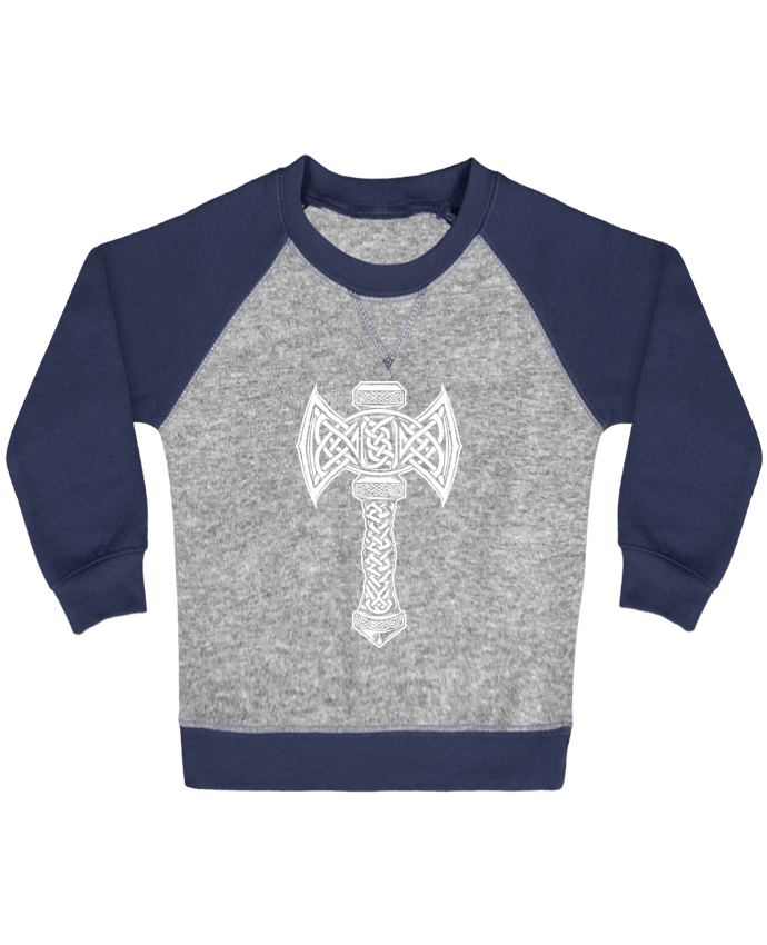 Sweat bébé manches contrastée Mjöllnir symbole viking par KronoArt