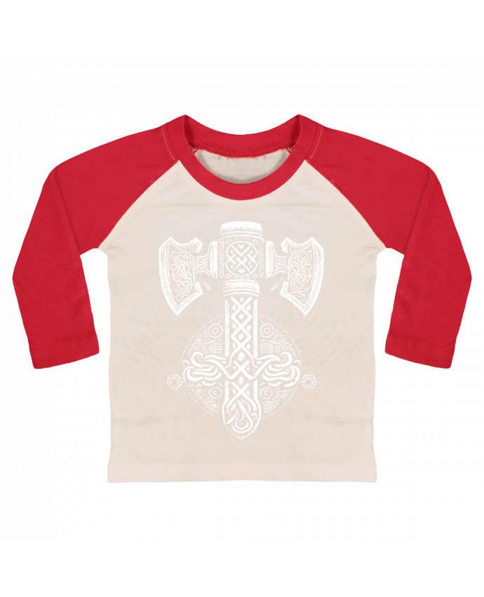 Tee-shirt Bébé Baseball ML Mjöllnir symbole viking par KronoArt