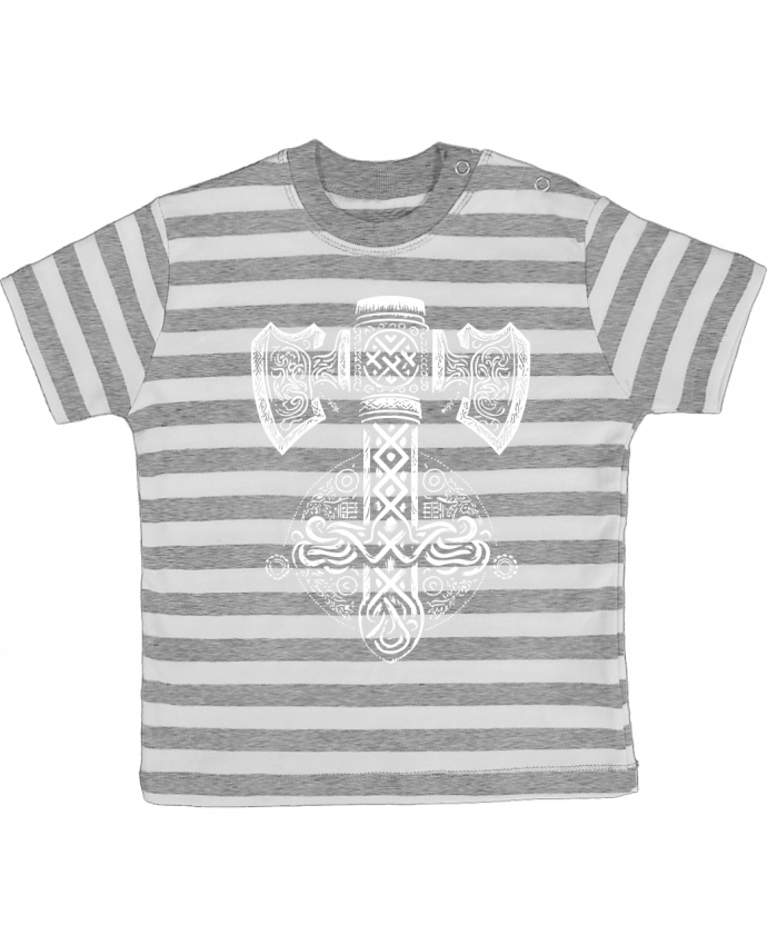 Tee-shirt bébé à rayures Mjöllnir symbole viking par KronoArt