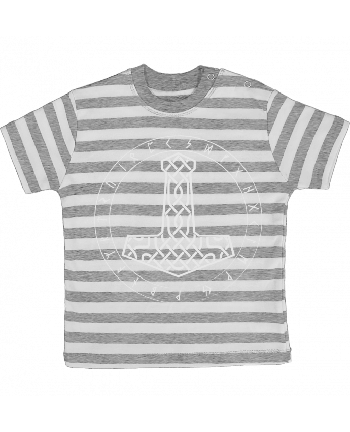 Tee-shirt bébé à rayures Mjöllnir symbole viking par KronoArt