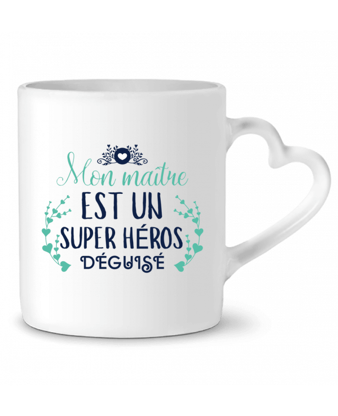 Taza Corazón Mon maître est un super héros déguisé por tunetoo