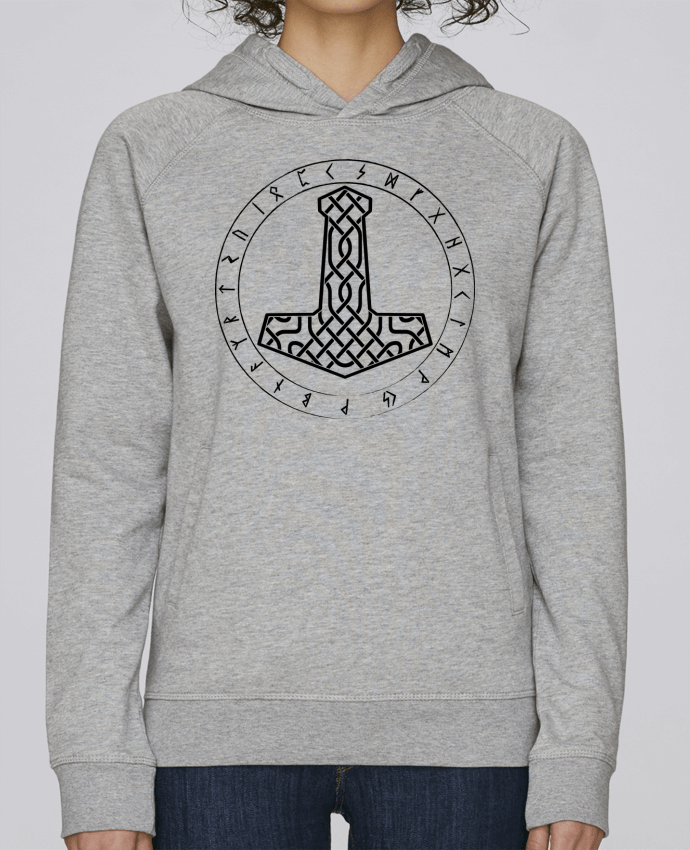 Sweat capuche femme Mjöllnir symbole viking par KronoArt