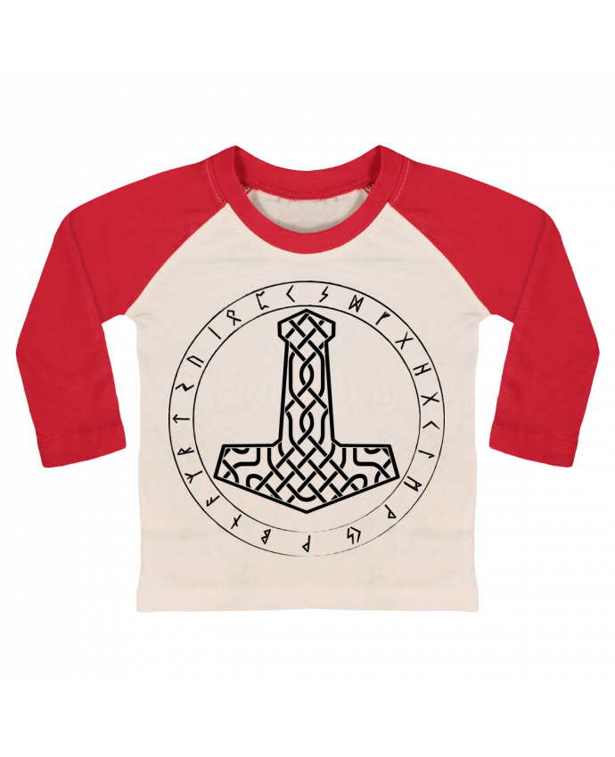 Tee-shirt Bébé Baseball ML Mjöllnir symbole viking par KronoArt