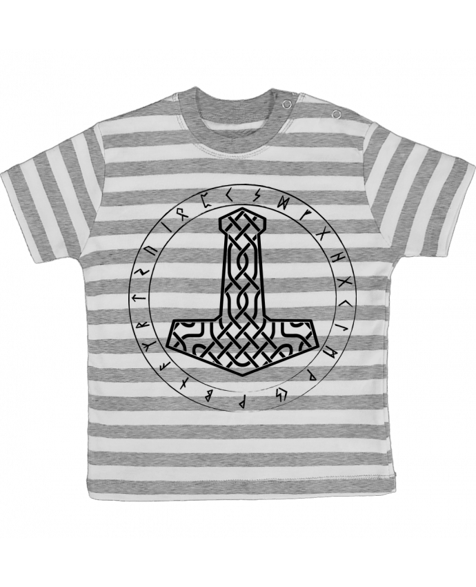 Tee-shirt bébé à rayures Mjöllnir symbole viking par KronoArt