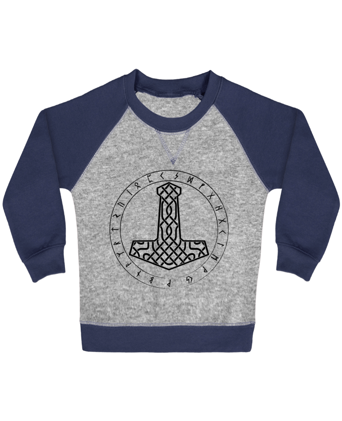 Sweat bébé manches contrastée Mjöllnir symbole viking par KronoArt